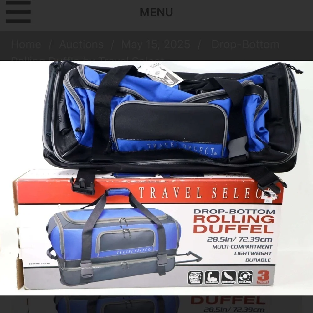 Blue and Black Duffel Bag